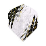 Extra tough Amazon Flights poly dart flight with black and yellow design, 100 micron thick, pack of 3