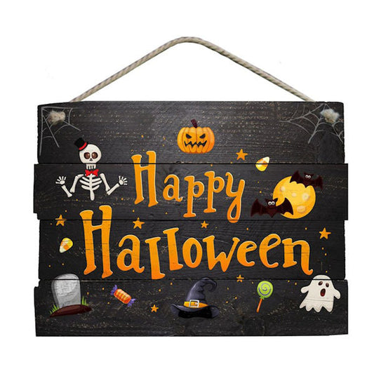 Happy Halloween Distressed Wood Signs black
