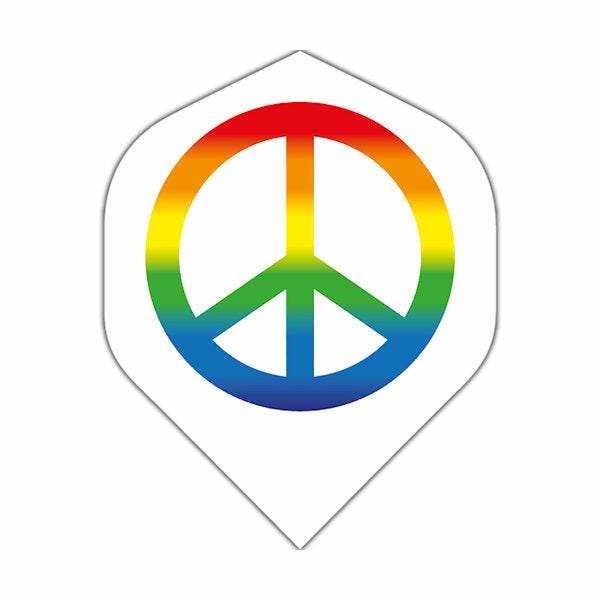 BD Exclusive Flights standard size dart flights with rainbow peace sign design, durable 100 micron material set of 3