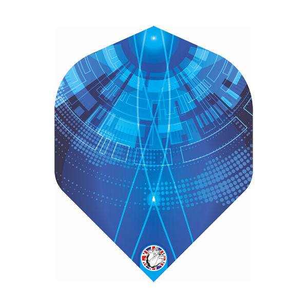 Blue Sport 80 Tungsten Darts flight with geometric design and dartboard logo