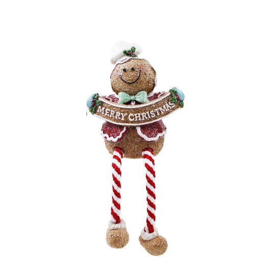Holiday Dangle Glitter Figurine gingerbread