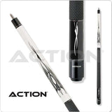 Action Black & White Cue with 13mm boar skin tip and hard rock maple shaft