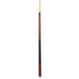Pool cue with brown and black design on a white background
