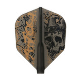Dart flight with skull and crossbones design on a white background