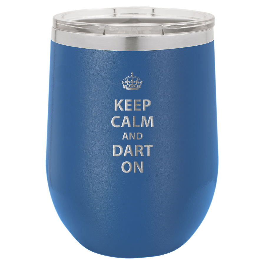 Stemless Wine Tumbler -Dart On blue
