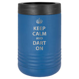 Beverage Beer Holder -Keep Calm and Dart On Blue