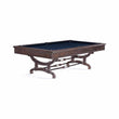 Birmingham Pool Table by Brunswick Billiards with distressed wood finish and cast iron pedestal legs, industrial vintage design, 8 or 9 ft size options