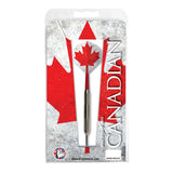 Canadian Nickel Darts set with nickel barrels and Canadian flag flights in packaging