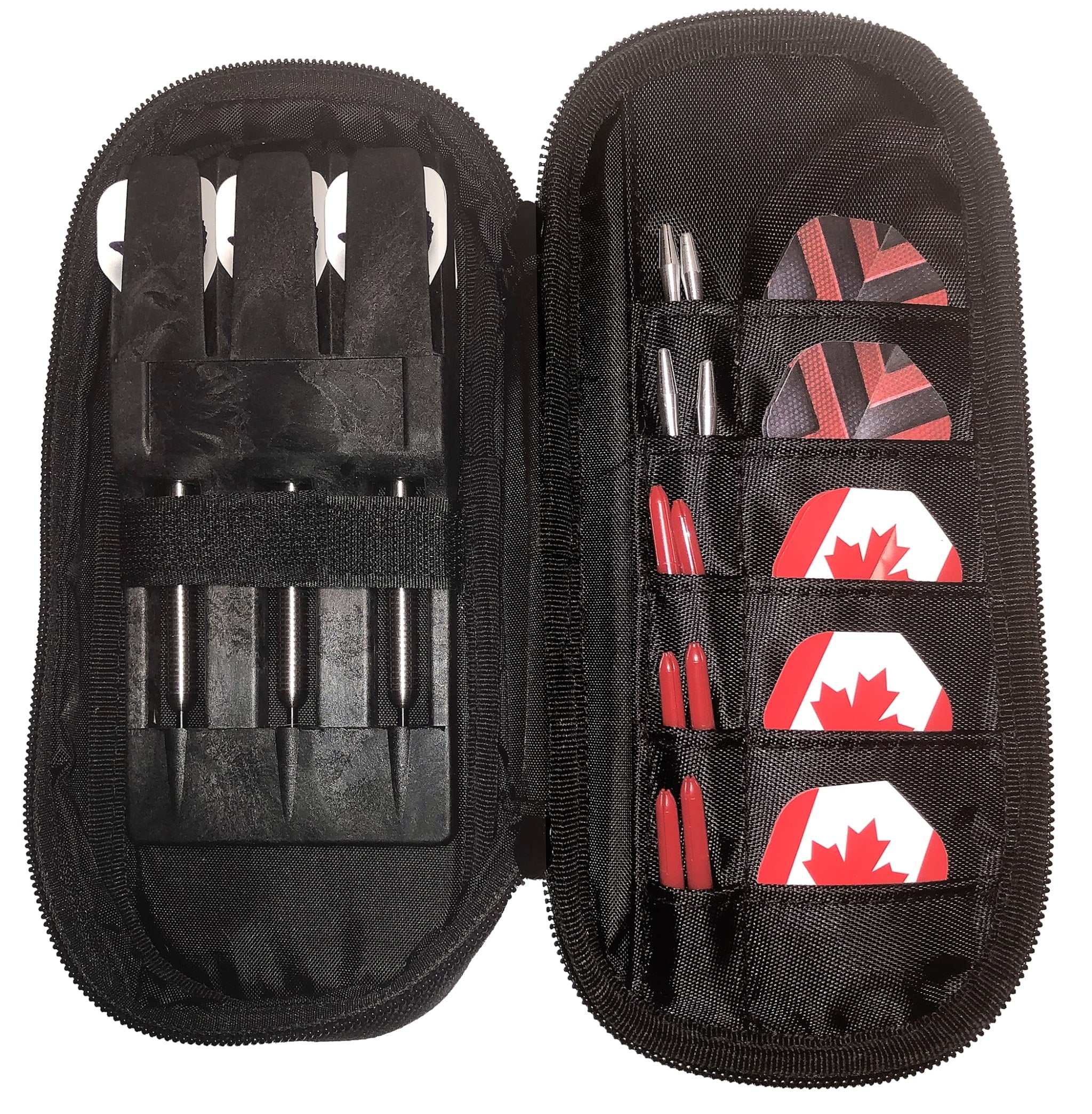British Darts Carryall black zipper case with dart insert and storage for flights and shafts