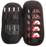 British Darts Carryall black zipper case with dart insert and storage for flights and shafts