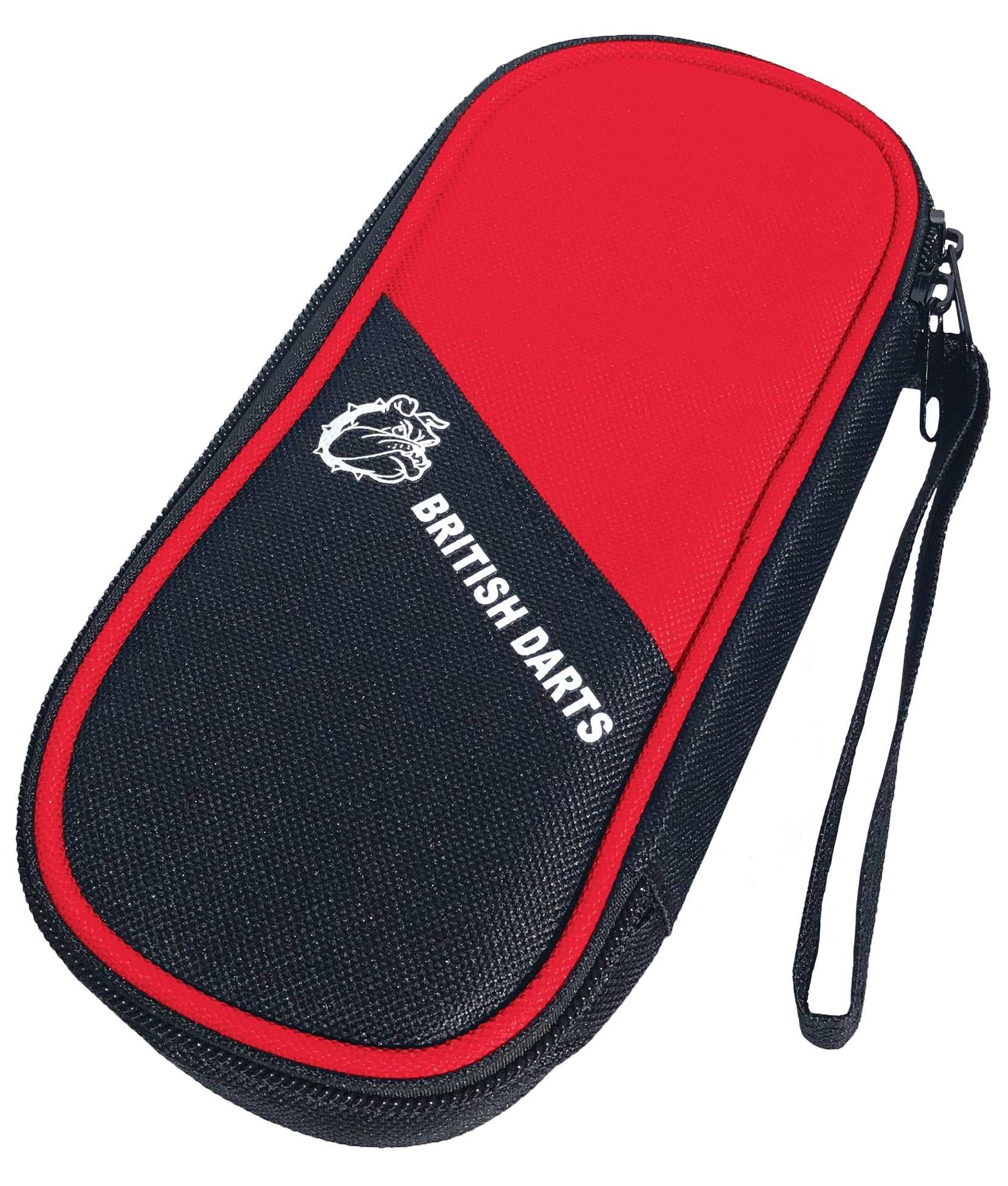 British Darts Carryall red and black dart case with zipper and wrist strap for carrying darts and accessories