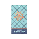 Blue bridge score pad with nautical wheel design and 40 sheets measuring 4 by 7.25 inches