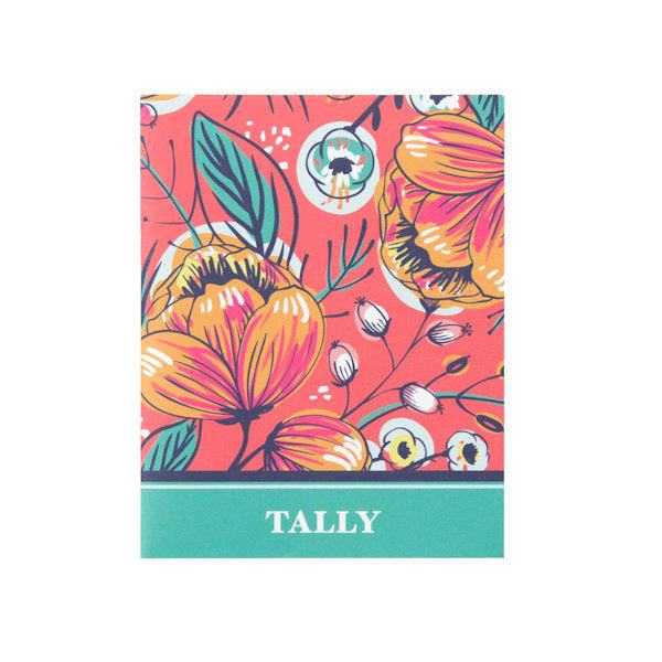 Bridge tallies with colorful floral design for mixed party and regular bridge games, measuring 2 3/4" x 3 1/2"