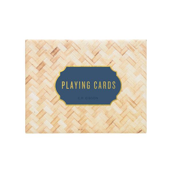 Bridge Double Deck playing cards in a woven pattern box with blue label, two casino-grade decks inside