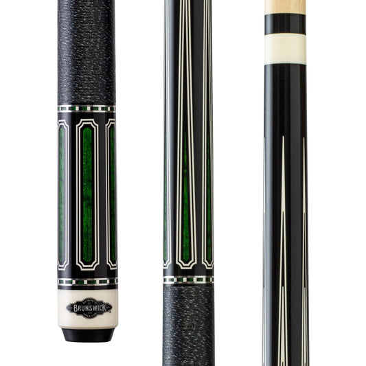 Brunswick Linen Green Wrap Cue showing the 3 sections of the cue in close up