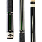 Brunswick Linen Green Wrap Cue showing the 3 sections of the cue in close up