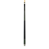Brunswick Linen Green Wrap Cue Black pool cue with a white joint n a white background