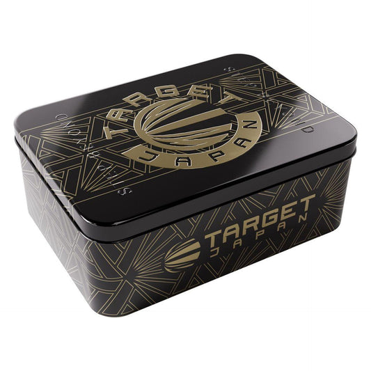Black and gold tin box with 'Target Japan' branding on a white background