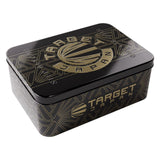 Black and gold tin box with 'Target Japan' branding on a white background