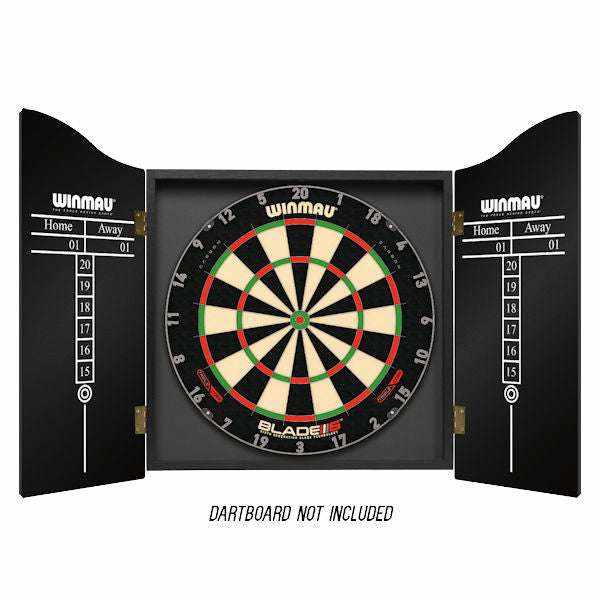 Winmau Black Cabinet with Home and Away scoring panels and magnetic closure system