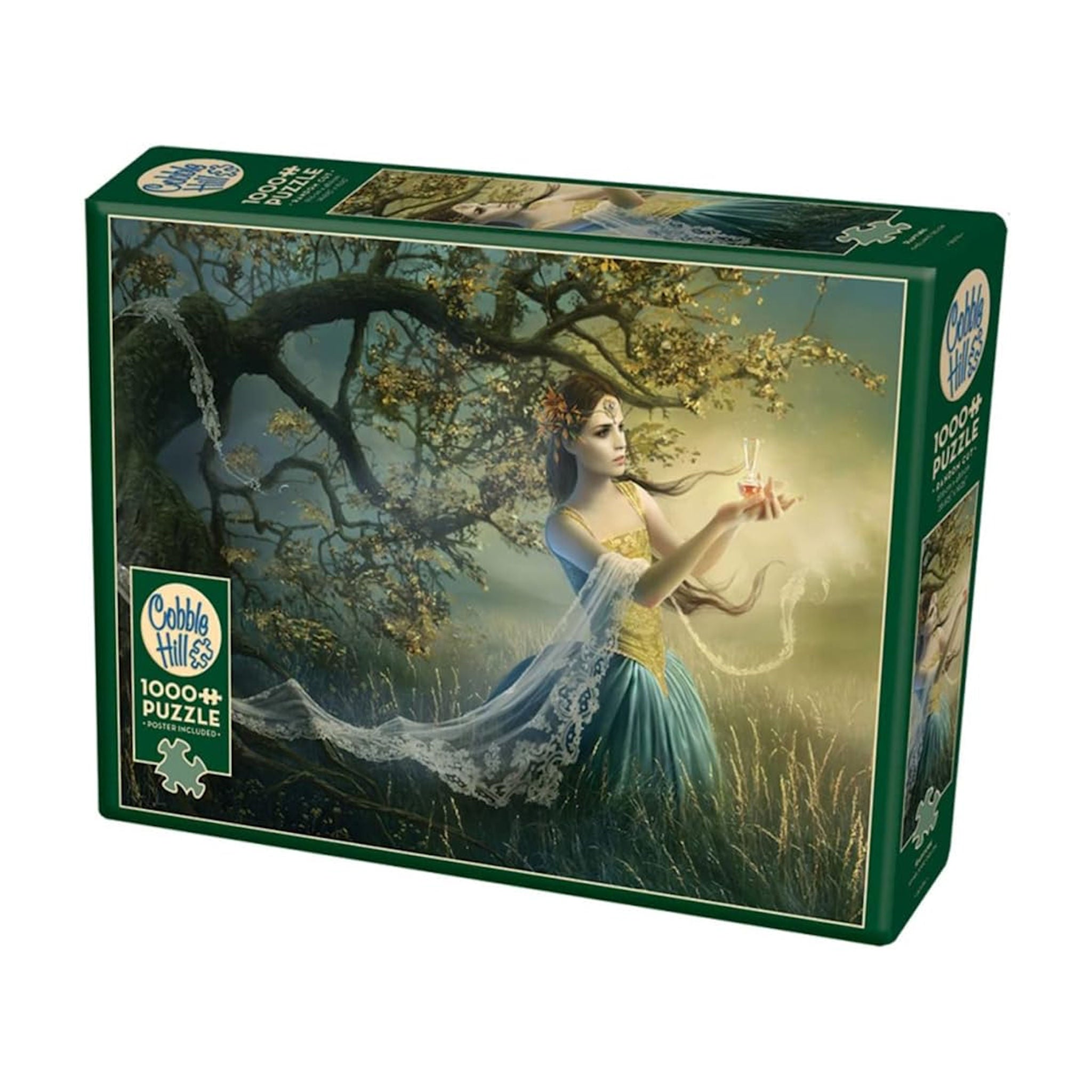 Jigsaw puzzle box featuring a fairy in a forest design with Cobble Hill branding.