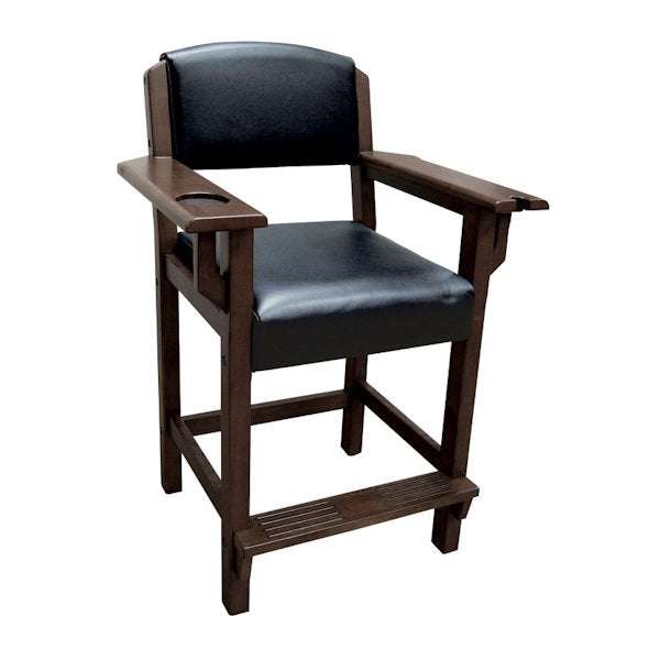 Brunswick Traditional Player's Chair with plush seat, drink coaster, and cue holder in espresso finish