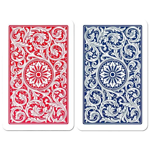 Copag 100% Plastic Jumbo Index Bridge Playing Cards Double Deck Set back side of blue and red