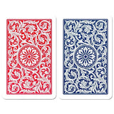 Copag 100% Plastic Jumbo Index Bridge Playing Cards Double Deck Set back side of blue and red
