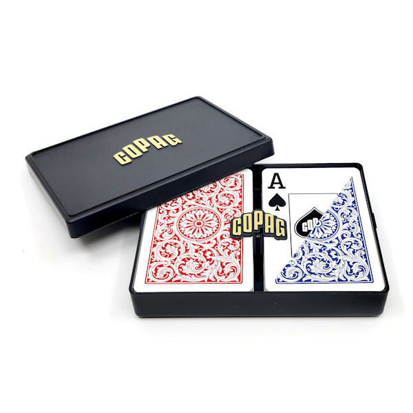 Copag 100% Plastic Jumbo Index Bridge Playing Cards Double Deck Set blue and red