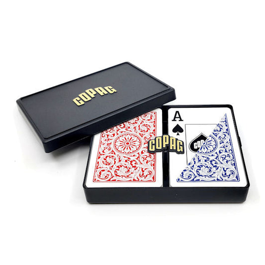 Copag 100% Plastic Jumbo Index Bridge Playing Cards Double Deck Set blue and red