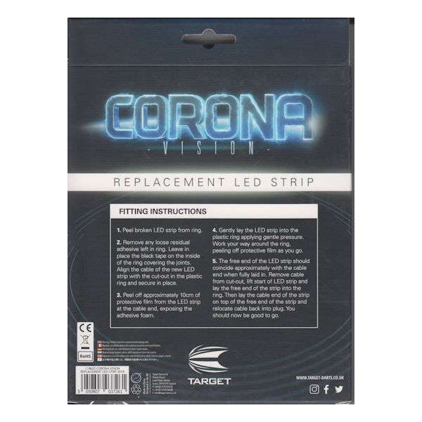 Target Replacement LED light strip for Corona Vision darts ring with fitting instructions on packaging