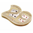 Wooden 29 Cribbage board with three tracks, playing card design, and natural wood finish