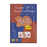 Wooden 29 Cribbage Board large solid wood 3 track with plastic pegs and instruction book
