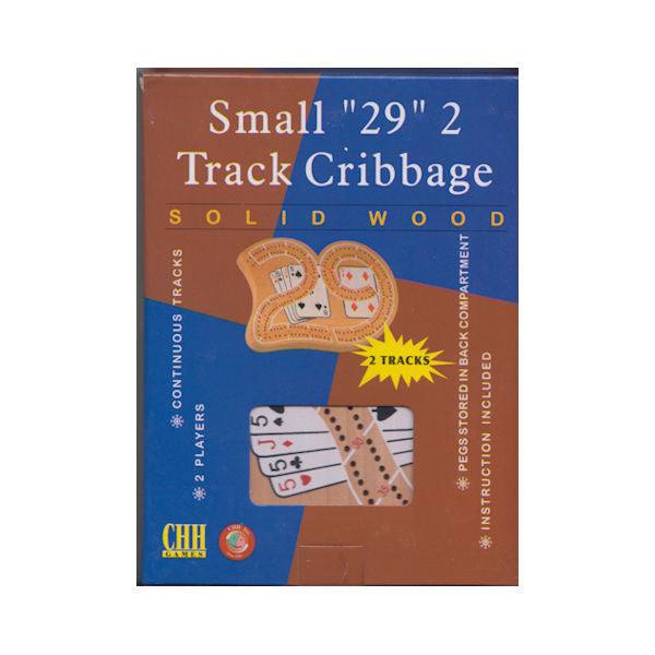 Wooden 29 Cribbage Board small solid wood 2 track with pegs and instruction book in packaging