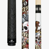 D-LH Players® Pool Cue LIVE HARD SKULL CLOSE UP