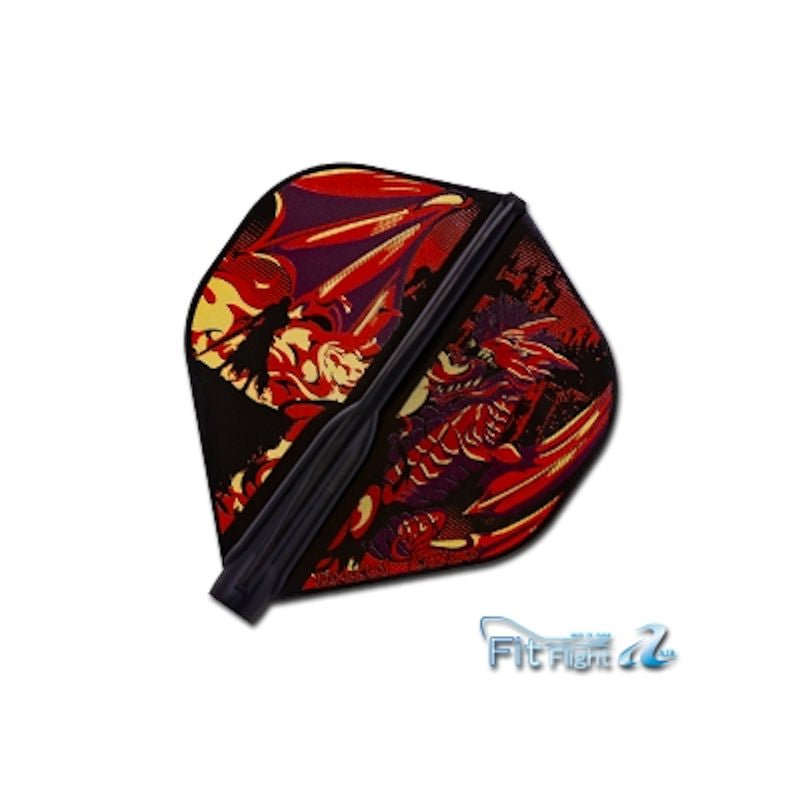 David Cameron 4 AIR dart flight with red and black dragon design, lightweight, durable plastic material, standard fit shape.