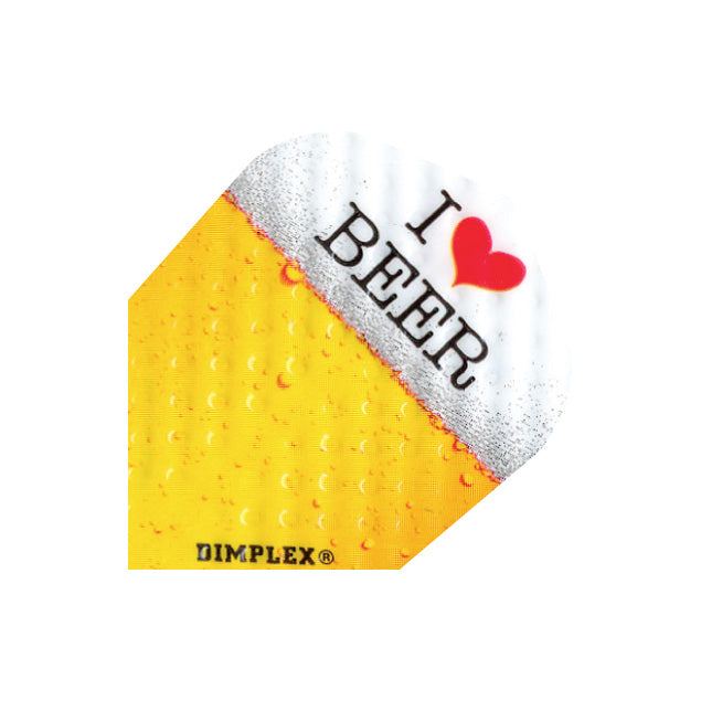 Dimplex Flights dart flight with "I love beer" beer design and dimpled texture for improved accuracy
