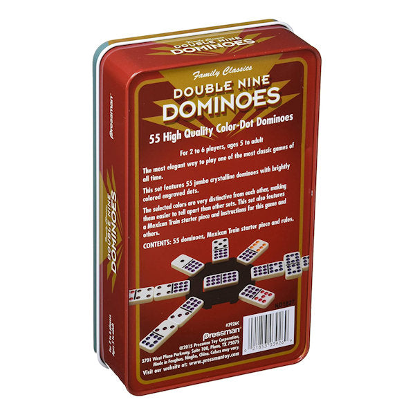 Double 9 Dominoes Tin packaging back side