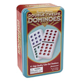 Double 12 Dominoes set with 91 colorful jumbo dots in vintage style tin for 2-6 players ages 5 and up