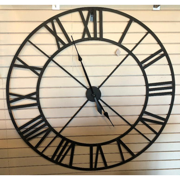 Industrial-inspired Wall Clock 48" close up on wall