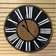 ET1895 Distressed Black/White/Wood 35.5 " Clock