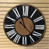 ET1895 Distressed Black/White/Wood 35.5 " Clock