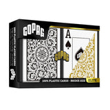 Copag 100% Plastic Jumbo Index Bridge Playing Cards Double Deck Set black and gold in pack