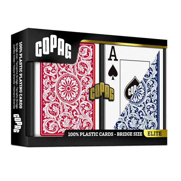 Copag 100% Plastic Jumbo Index Bridge Playing Cards Double Deck Set red and blue in pack