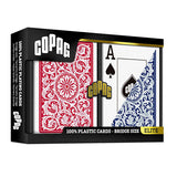 Copag 100% Plastic Jumbo Index Bridge Playing Cards Double Deck Set red and blue in pack