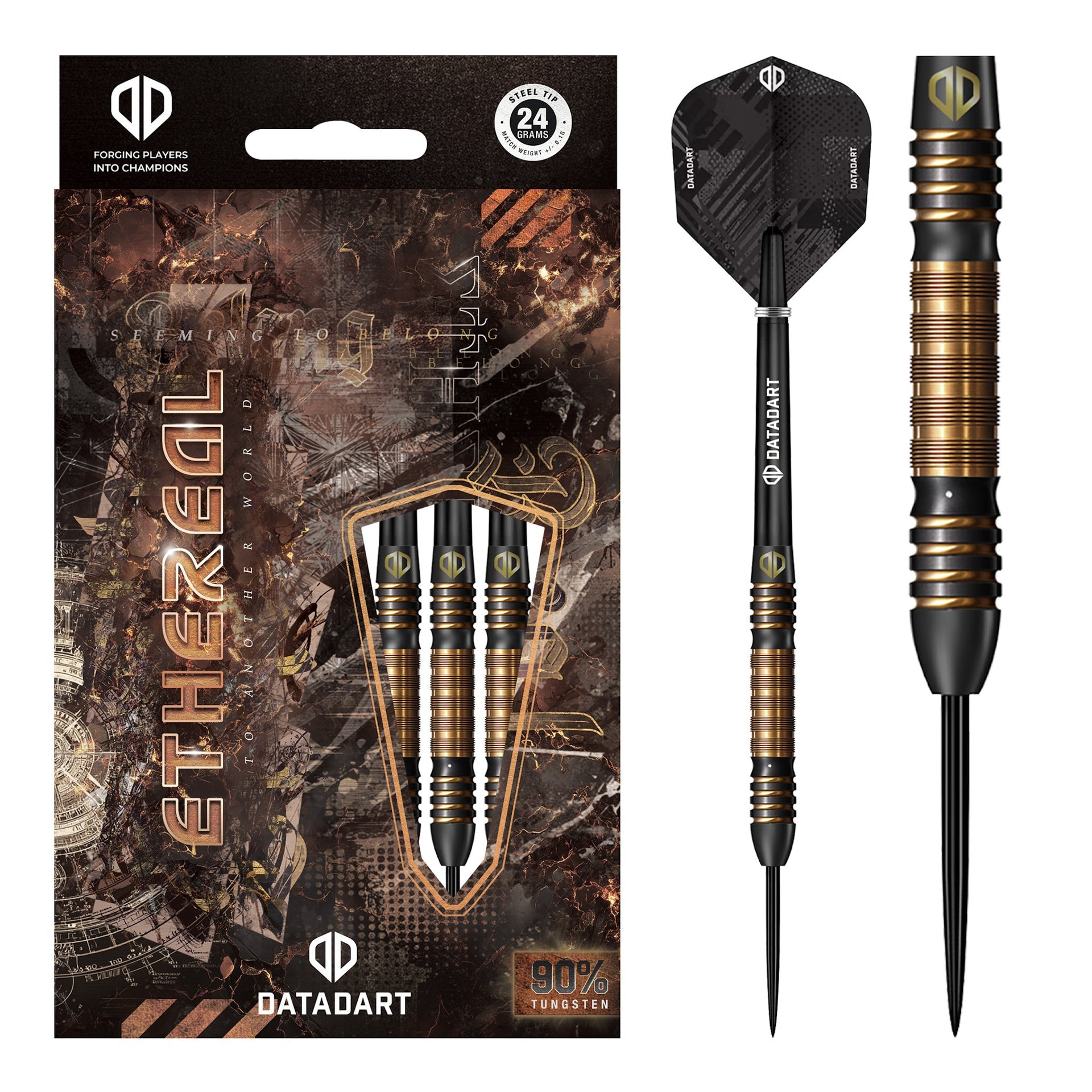 Datadart Ethereal darts with packaging on a white background