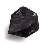 Black dart flights with 'DATADART' branding on a white background