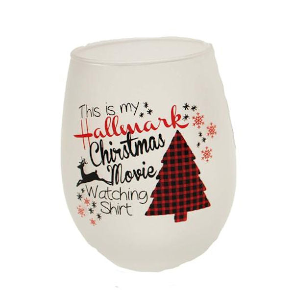 Wine Stemless Glass Set of 3-Tartan