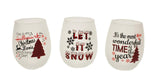 Wine Stemless Glass Set of 3-Tartan