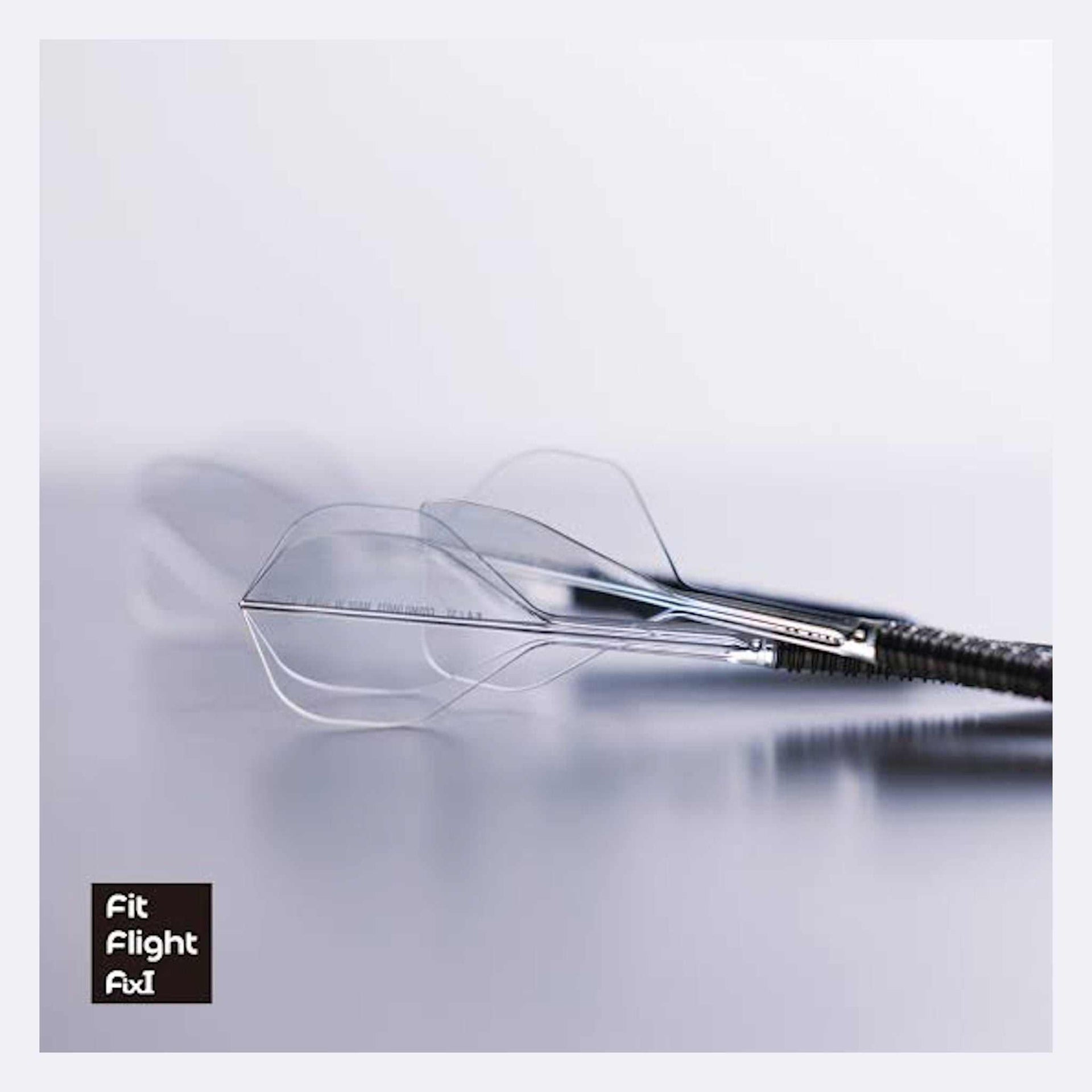 Dart flight and shaft, clear plastic standard shape with seamless one-piece design; Fit Gear Shaft system.